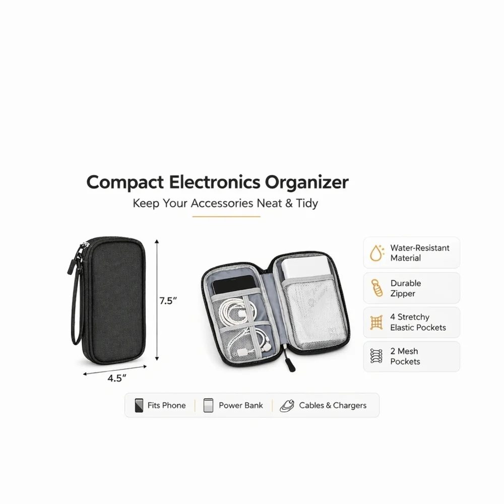 Electronics Organizer Cable Organizer Travel Tech Accessory Storage Pouch